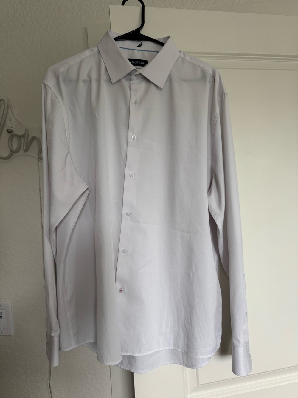 Nautica Men's White Long-Sleeve Dress Shirt